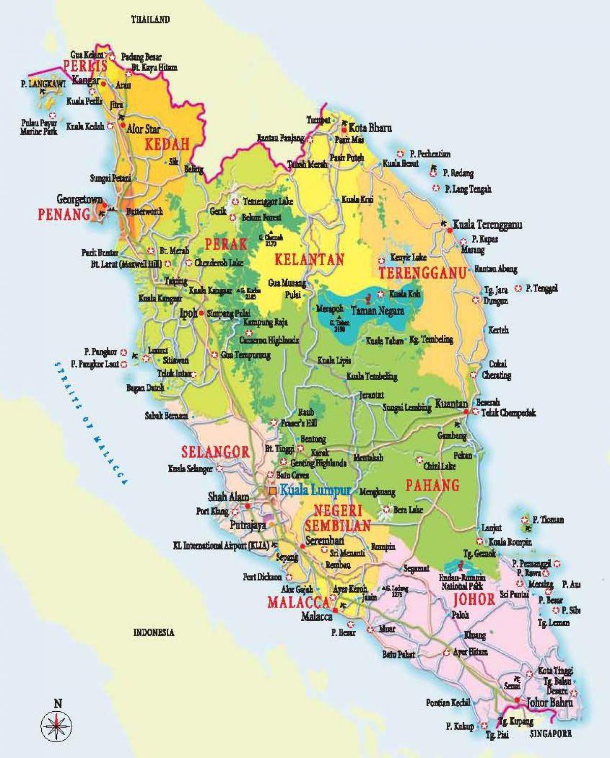 نقشه از غرب مالزی