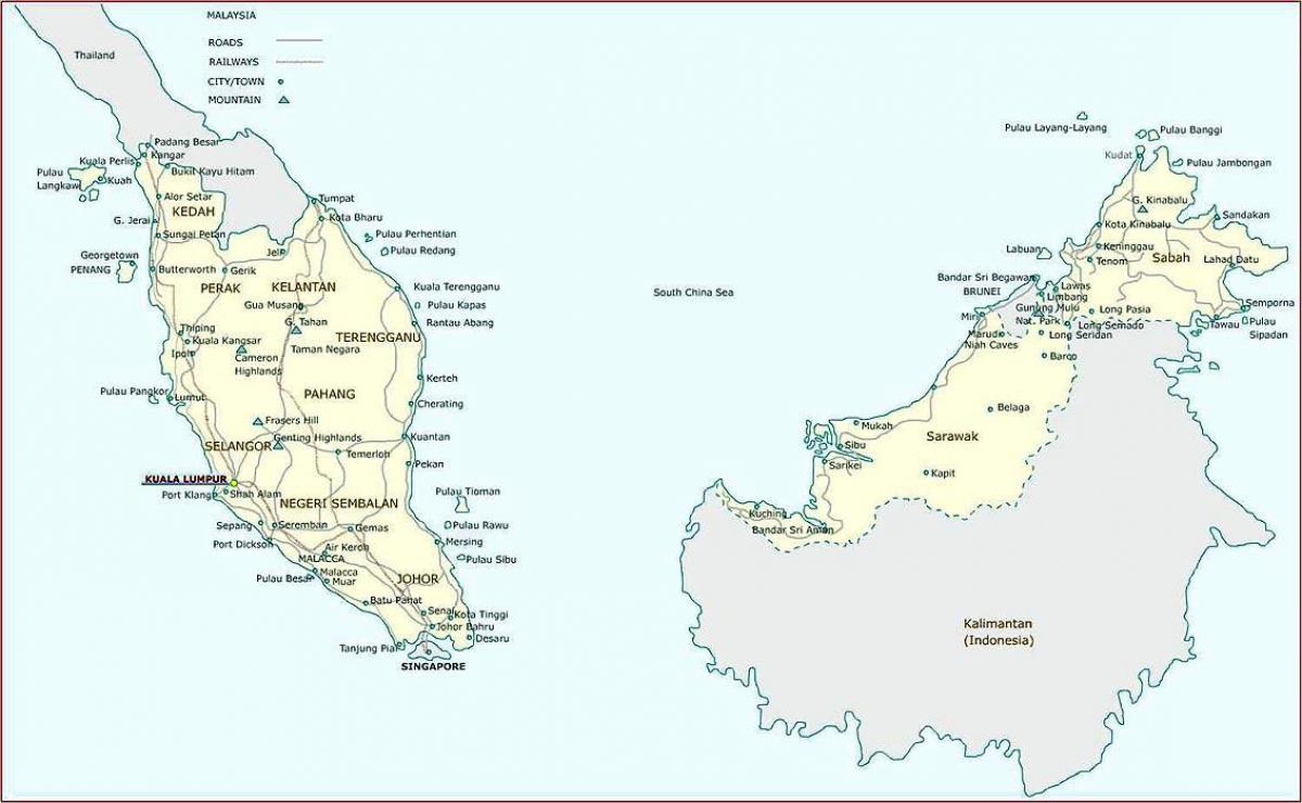 مالزی, نقشه شهرهای