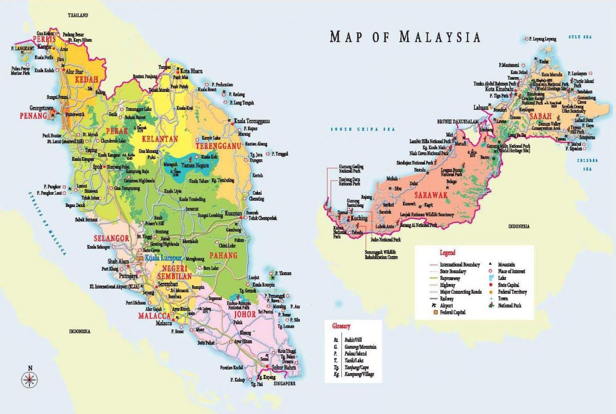 مالزی, نقشه توریستی