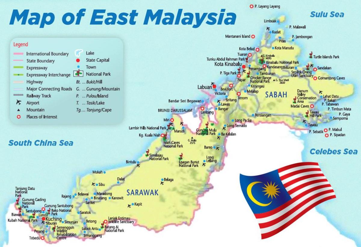 نقشه از شرق مالزی